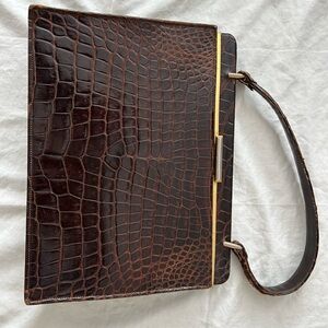 Elegant Brown Crocodile Leather Bag